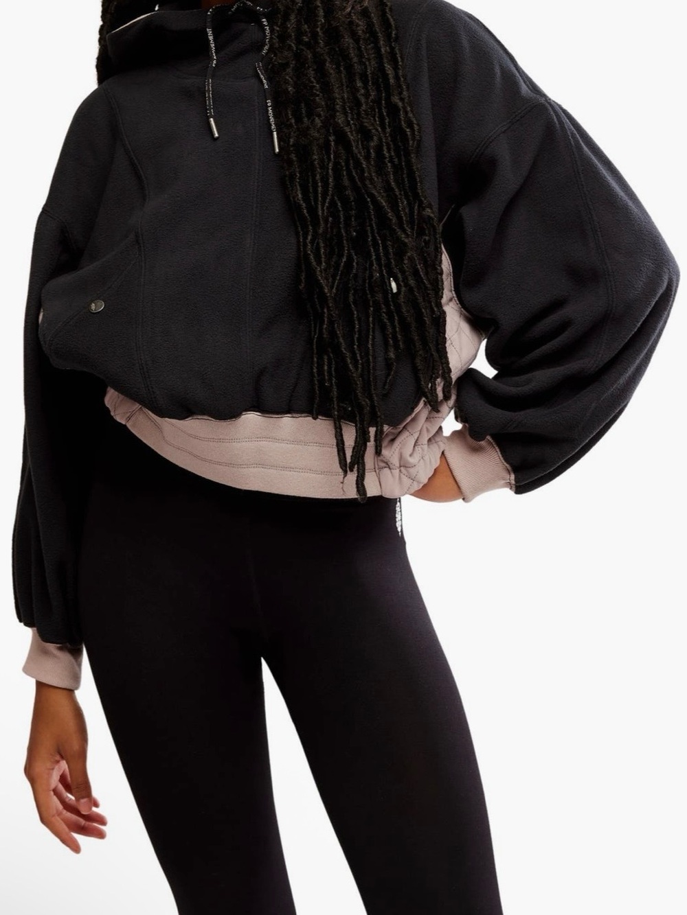 Free People Black Sweater with Dusty Pink Trim